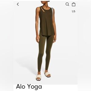 Alo Olive Green leggings and tank top. Leggings size Large. Tank top is Medium.
